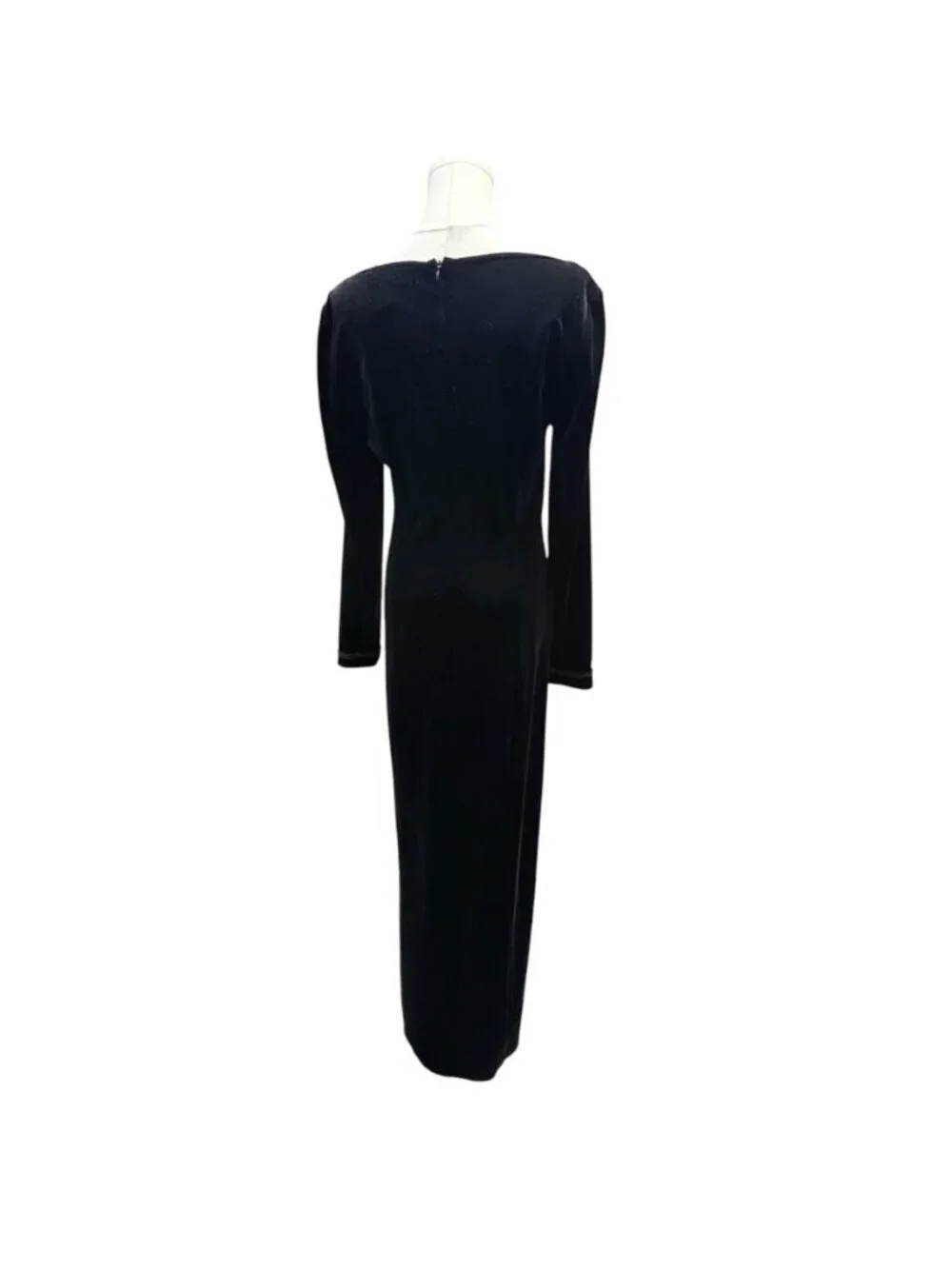 VTG Jessica Howard Sz Small Black Velvet Mesh Pearl Regencycore Long Maxi Dress